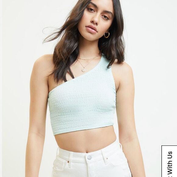 LA Hearts Smocked One Shoulder Tank Top, NWT, Medium - Picture 1 of 12